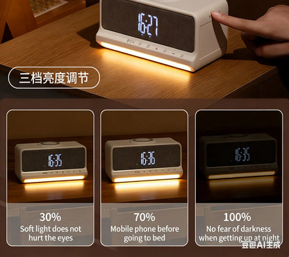 AuraSound Charge – LED Alarm Clock Speaker & Wireless Charger