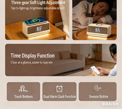 AuraSound Charge – LED Alarm Clock Speaker & Wireless Charger
