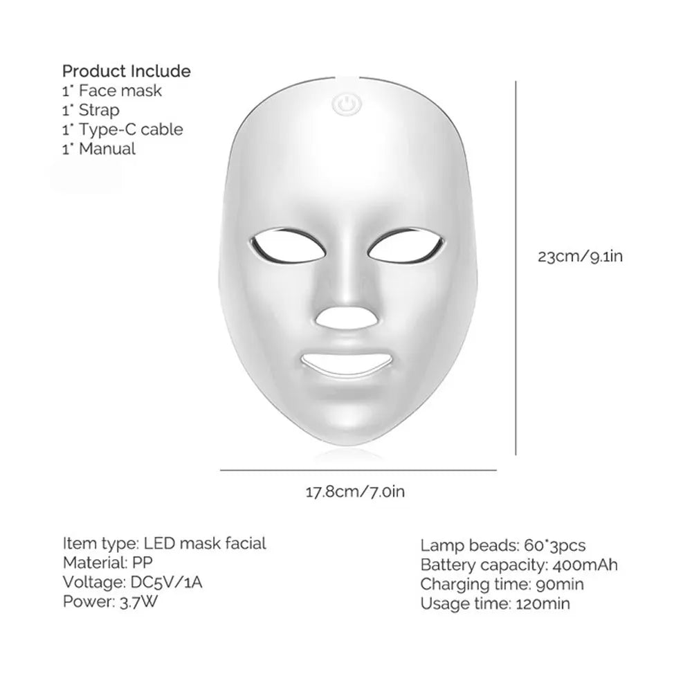 LumiGlow Elite – 7 Colour LED Face & Neck Therapy Mask