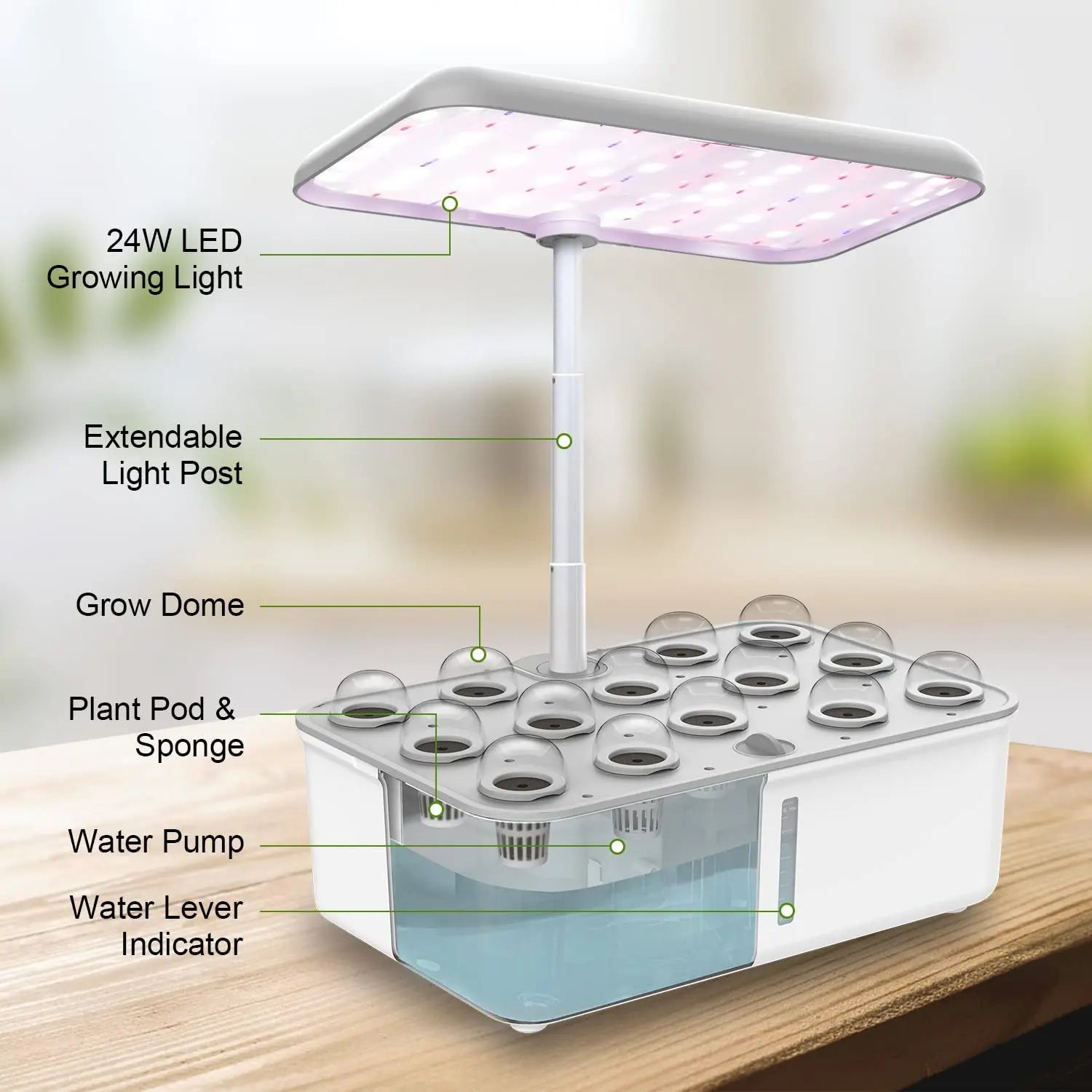Tuya Wifi Hydoponics Growing System with LED Grow Light Auto Pump Smart Indoor