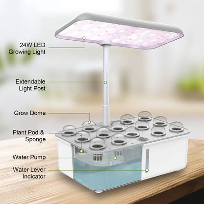 Tuya Wifi Hydoponics Growing System with LED Grow Light Auto Pump Smart Indoor