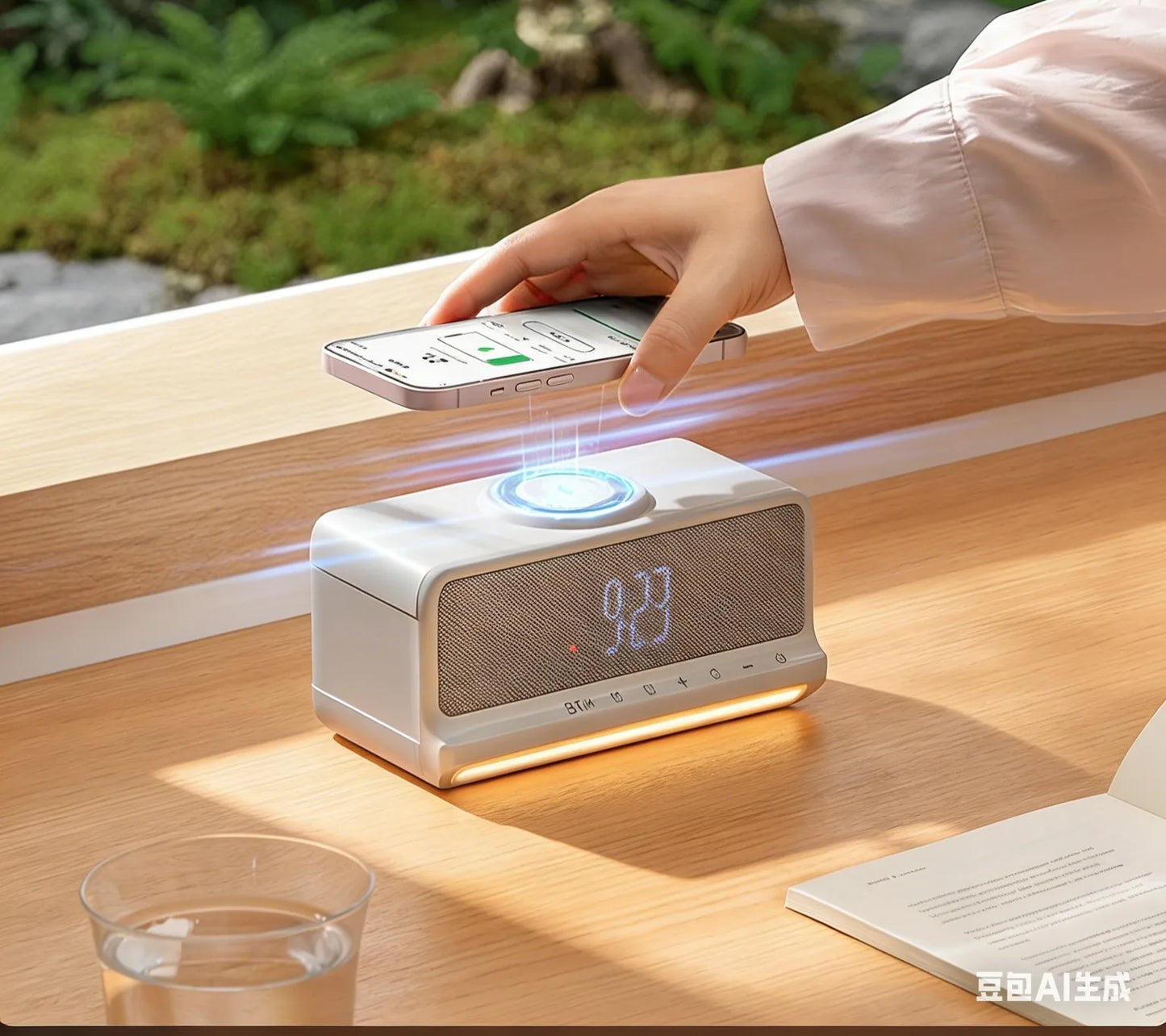 AuraSound Charge – LED Alarm Clock Speaker & Wireless Charger