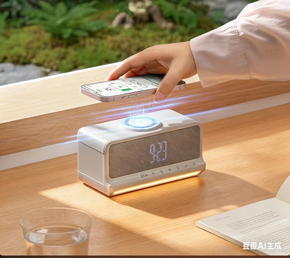 AuraSound Charge – LED Alarm Clock Speaker & Wireless Charger