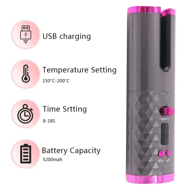 CurlEase Pro – Portable Wireless Automatic Hair Curler