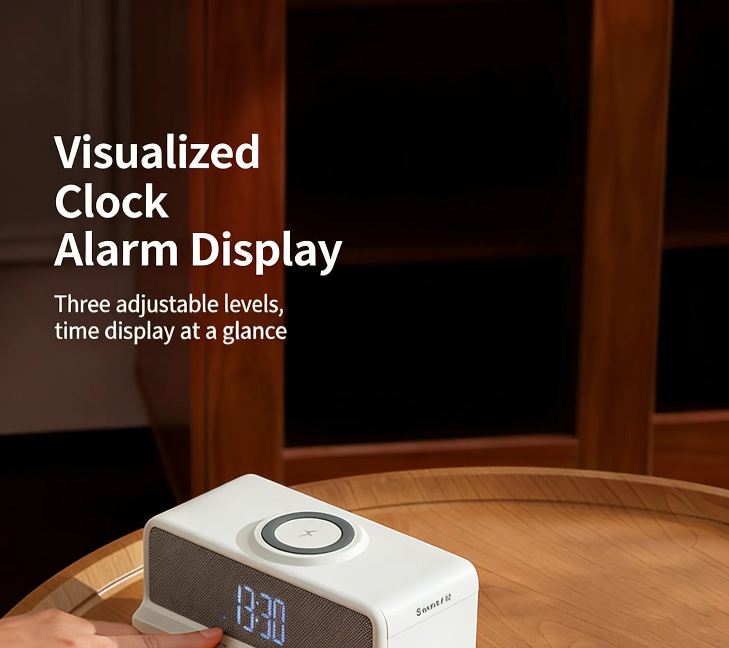 AuraSound Charge – LED Alarm Clock Speaker & Wireless Charger