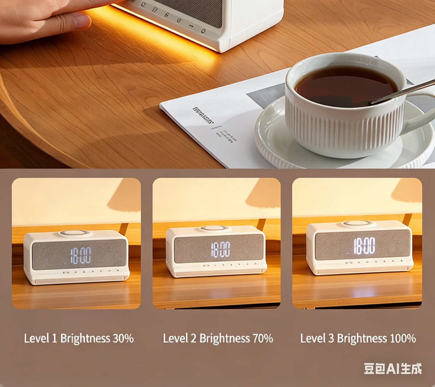 AuraSound Charge – LED Alarm Clock Speaker & Wireless Charger