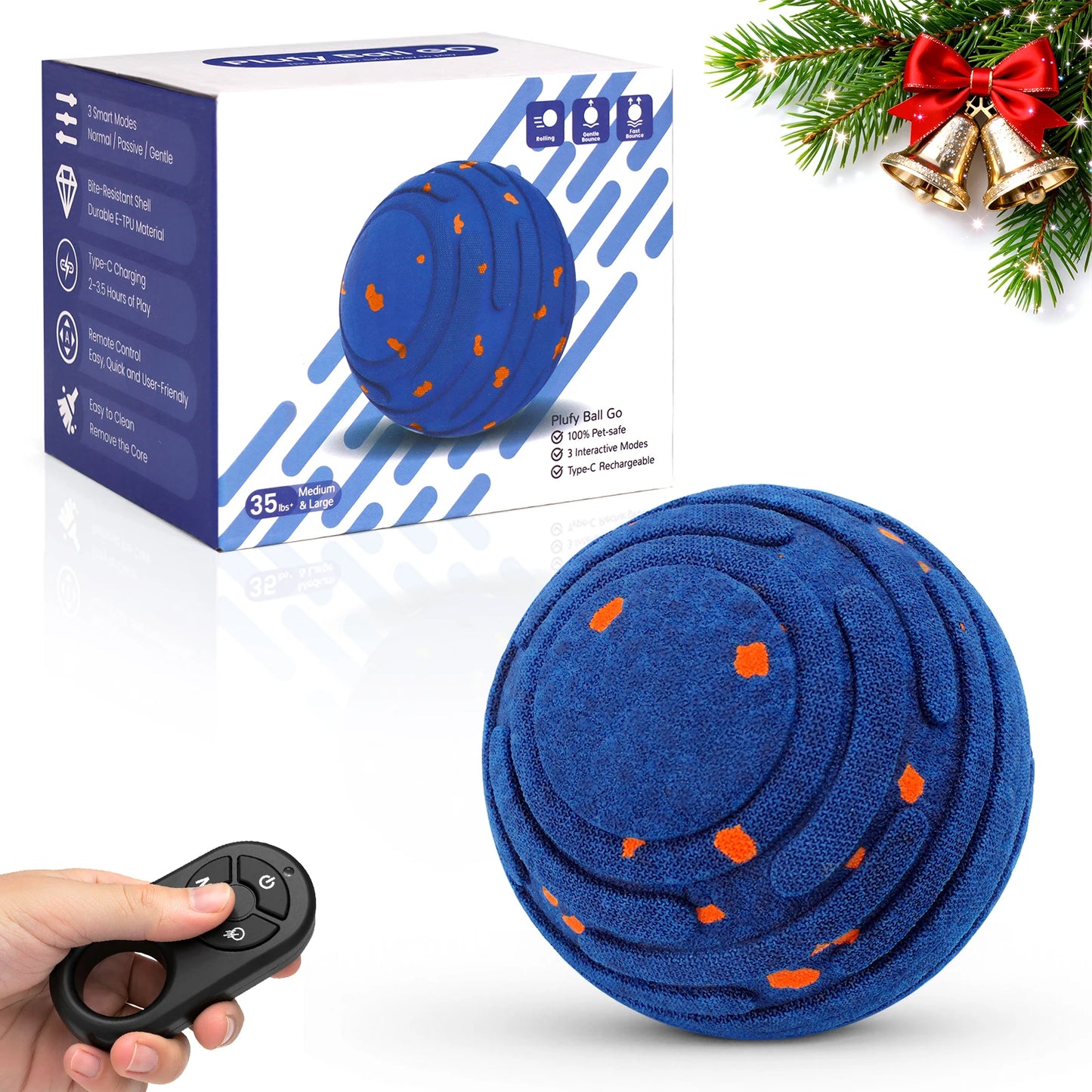 Smart Interactive Dog Toy, Indestructible E-TPU Toy Ball for Aggressive Chewers