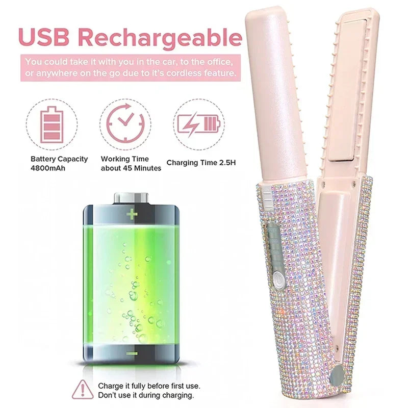 GlowStyle Go – Wireless 2-in-1 Hair Straightener & Curler