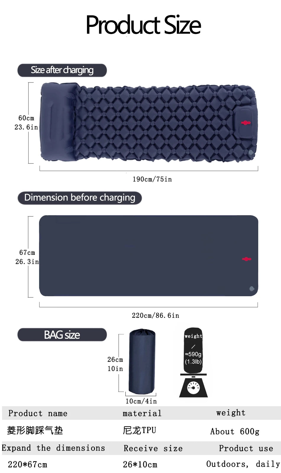 CloudRest Trek  – Ultralight Inflatable Camping Sleeping Pad