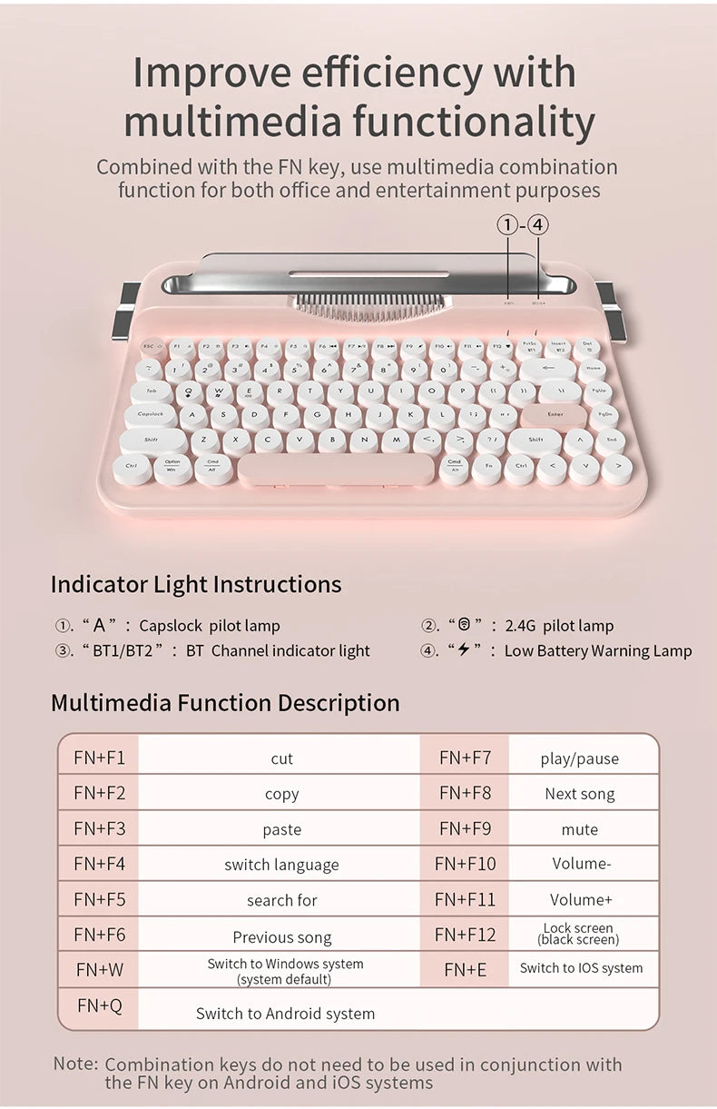 RetroType Air – Wireless Typewriter Bluetooth Keyboard