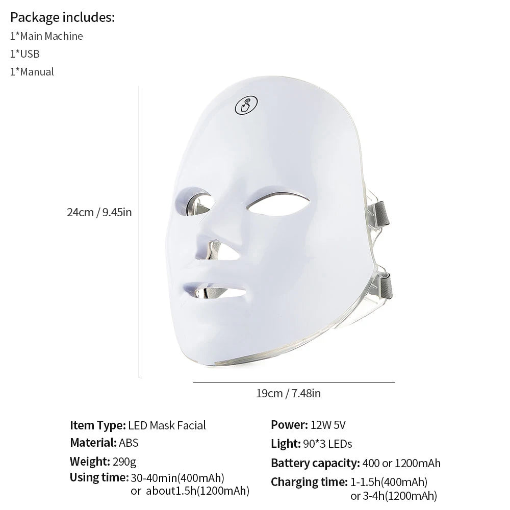 LumiGlow Elite – 7 Colour LED Face & Neck Therapy Mask