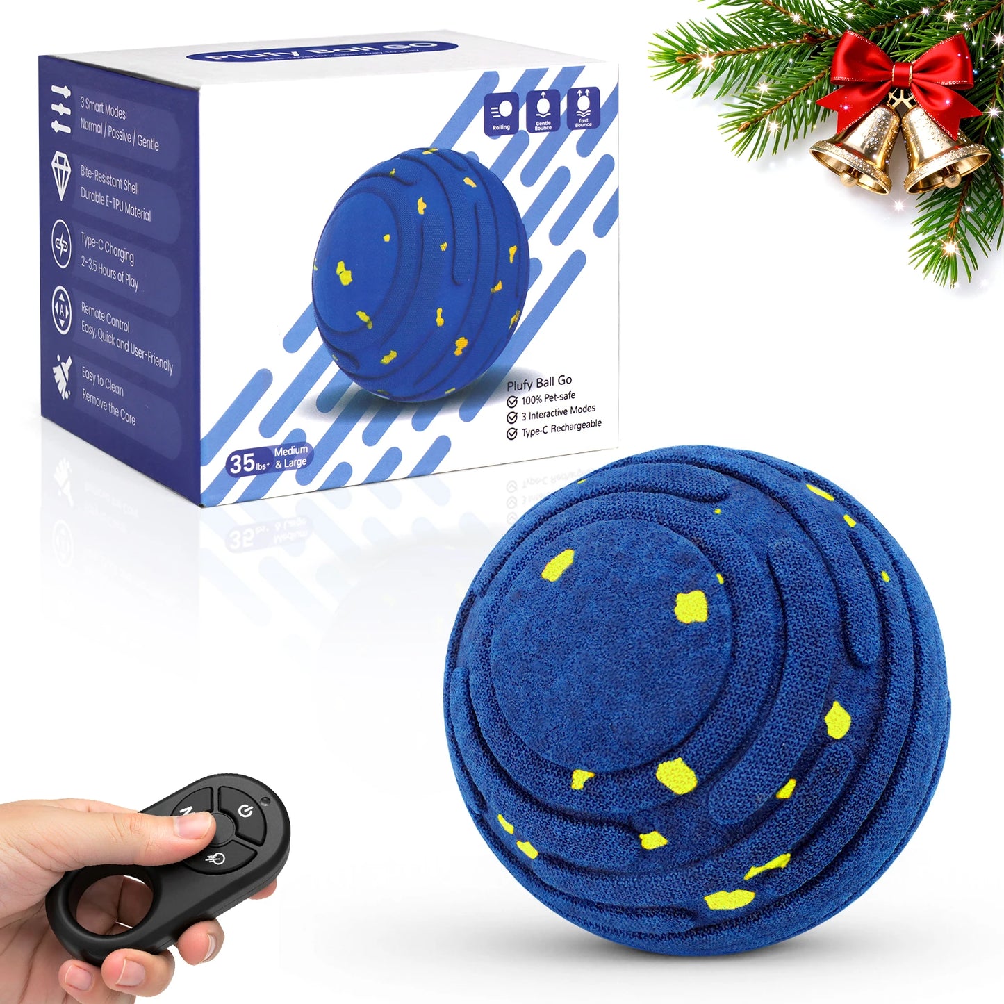 Smart Interactive Dog Toy, Indestructible E-TPU Toy Ball for Aggressive Chewers