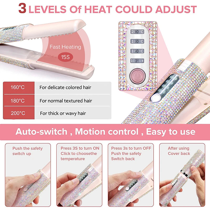 GlowStyle Go – Wireless 2-in-1 Hair Straightener & Curler