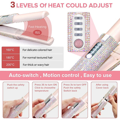 GlowStyle Go – Wireless 2-in-1 Hair Straightener & Curler