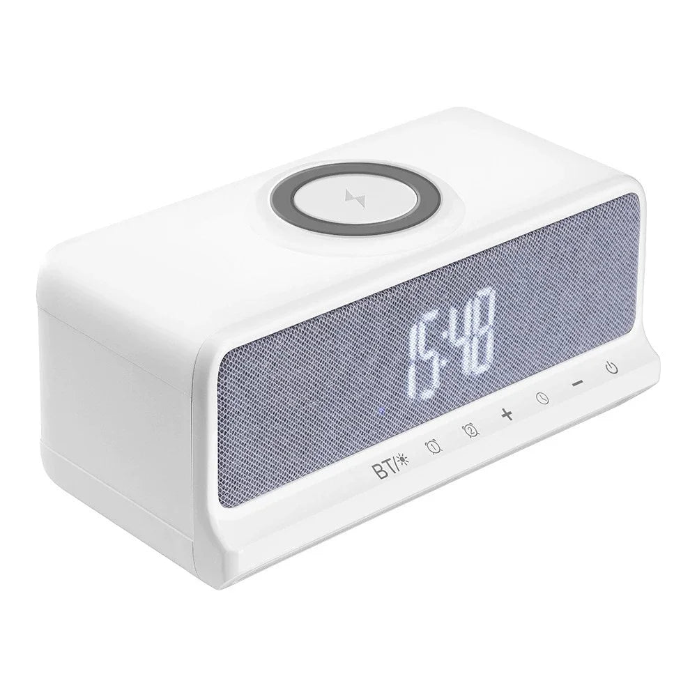 AuraSound Charge – LED Alarm Clock Speaker & Wireless Charger