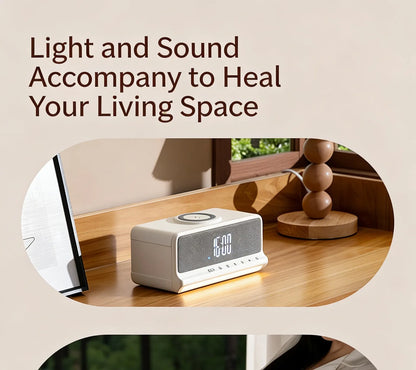 AuraSound Charge – LED Alarm Clock Speaker & Wireless Charger