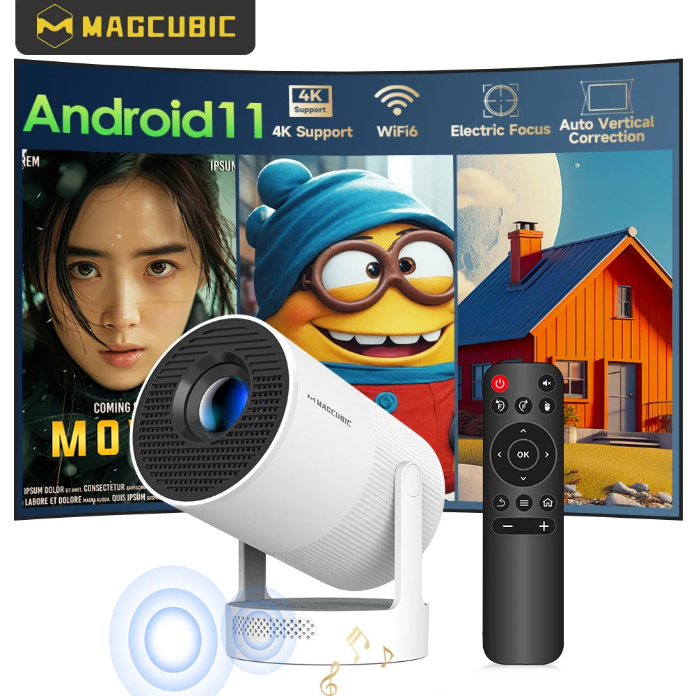 HY300 Ultra Portable 4K Projector with Speaker Electronic Focus 300ANSI