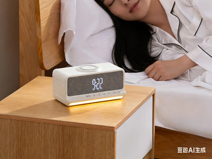 AuraSound Charge – LED Alarm Clock Speaker & Wireless Charger
