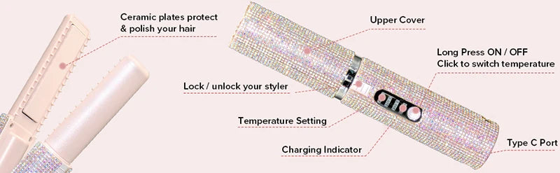 GlowStyle Go – Wireless 2-in-1 Hair Straightener & Curler