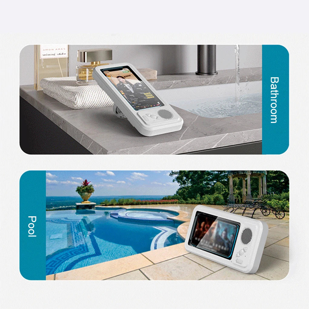 AquaView Sound – Waterproof Shower Phone Holder & Bluetooth Speaker