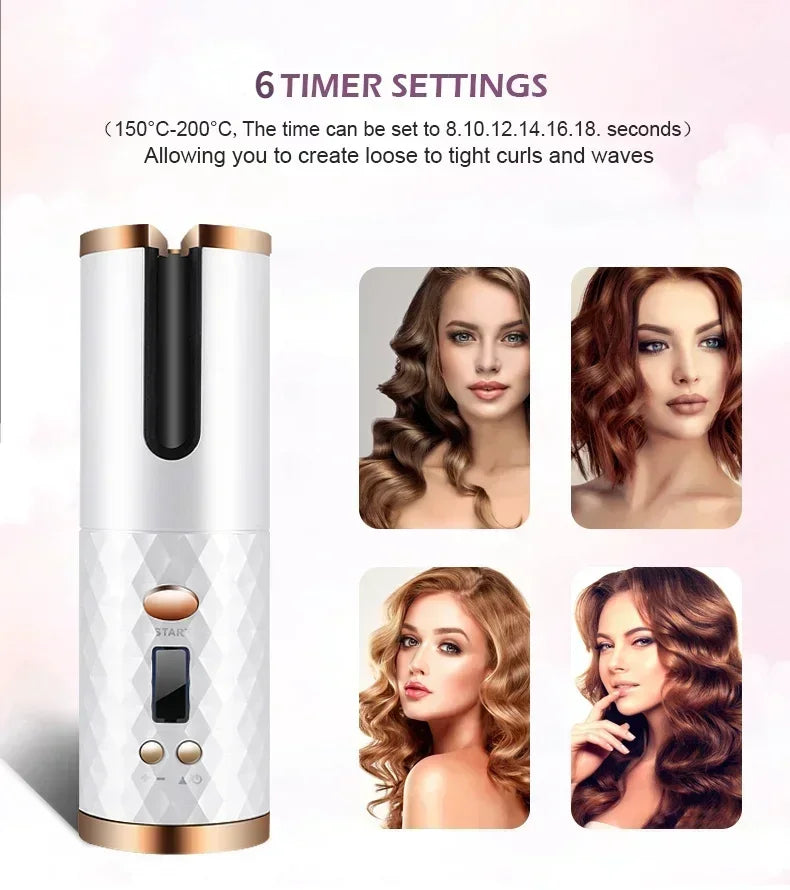 CurlEase Pro – Portable Wireless Automatic Hair Curler