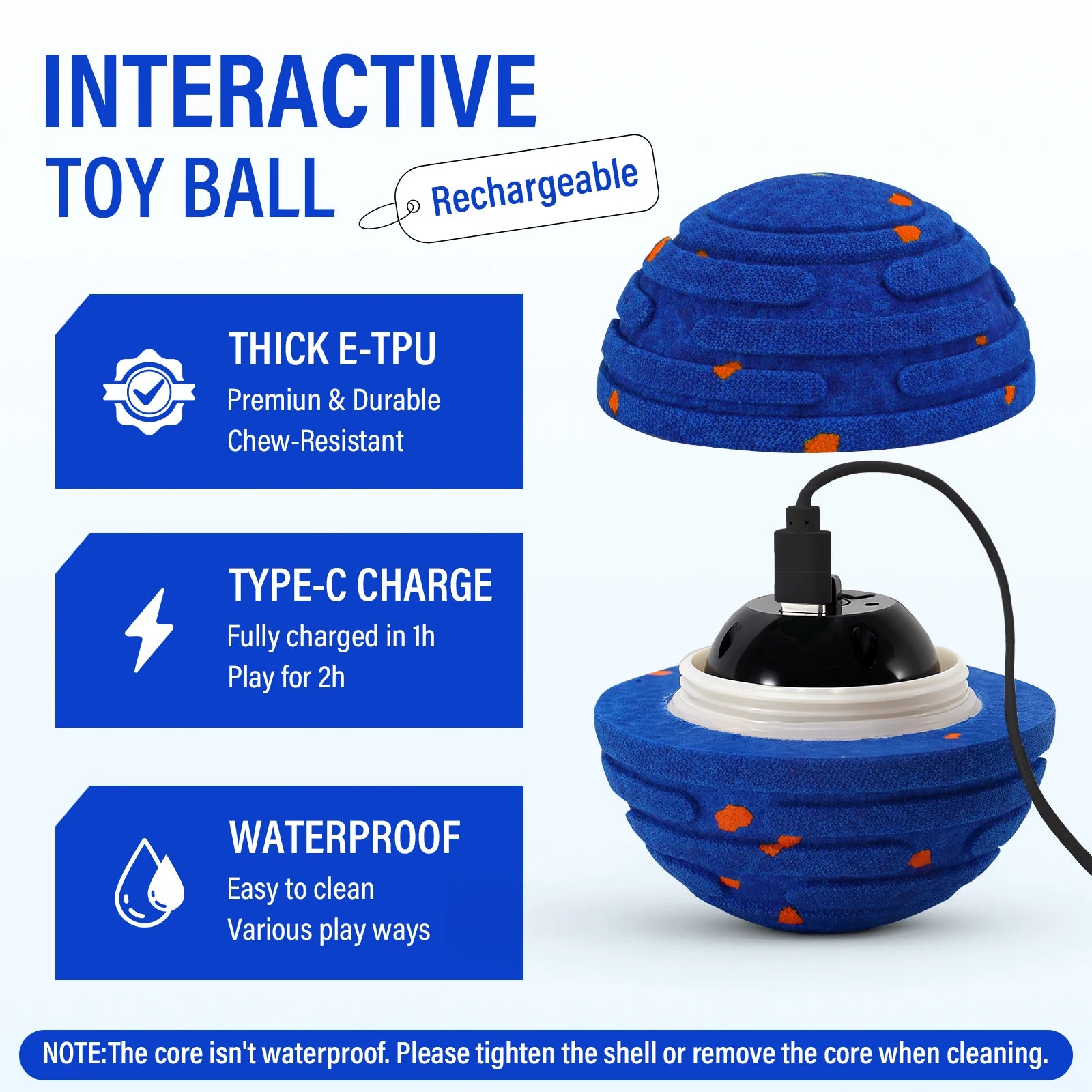 Smart Interactive Dog Toy, Indestructible E-TPU Toy Ball for Aggressive Chewers