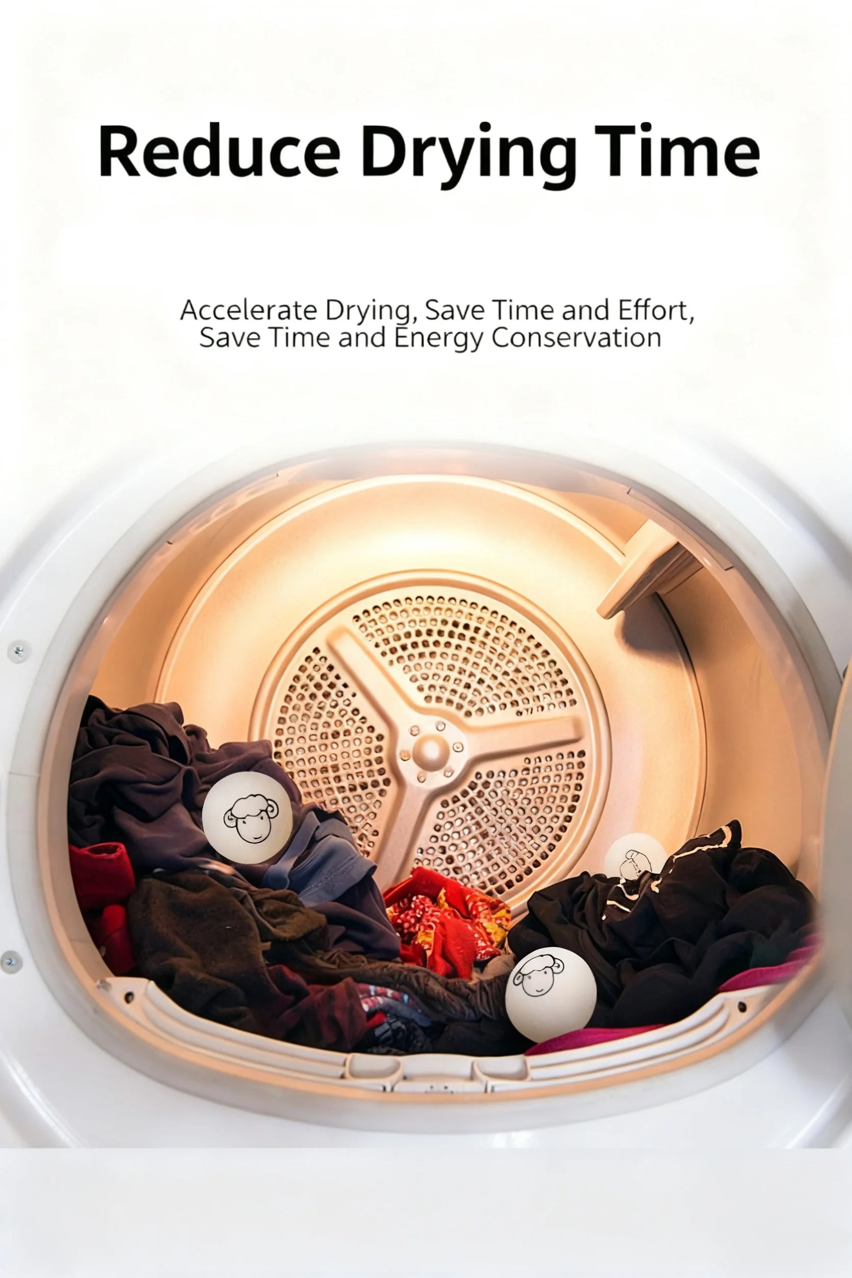 6Pcs Reusable Wool Dryer Balls Clothes Softener Laundry Fleece Dryer Ball Kit