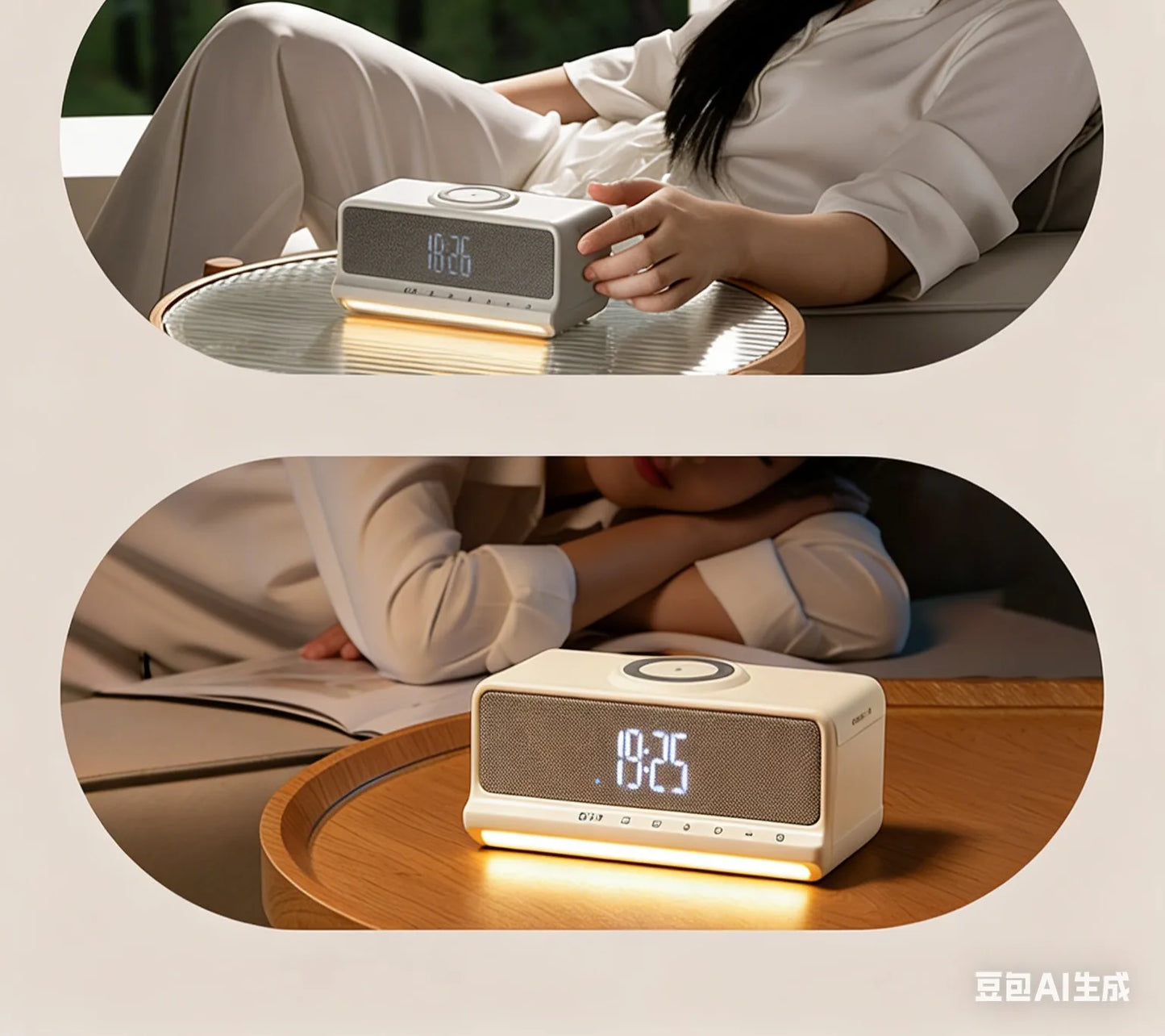 AuraSound Charge – LED Alarm Clock Speaker & Wireless Charger