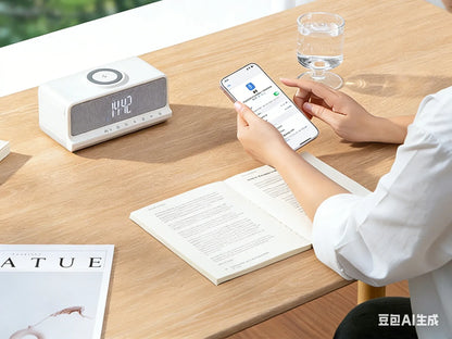 AuraSound Charge – LED Alarm Clock Speaker & Wireless Charger