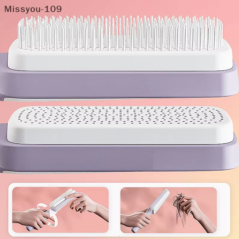 Self Cleaning Hairbrush Women Hair Brush One-Key Cleaning Hair Loss Hairbrush - EditWell