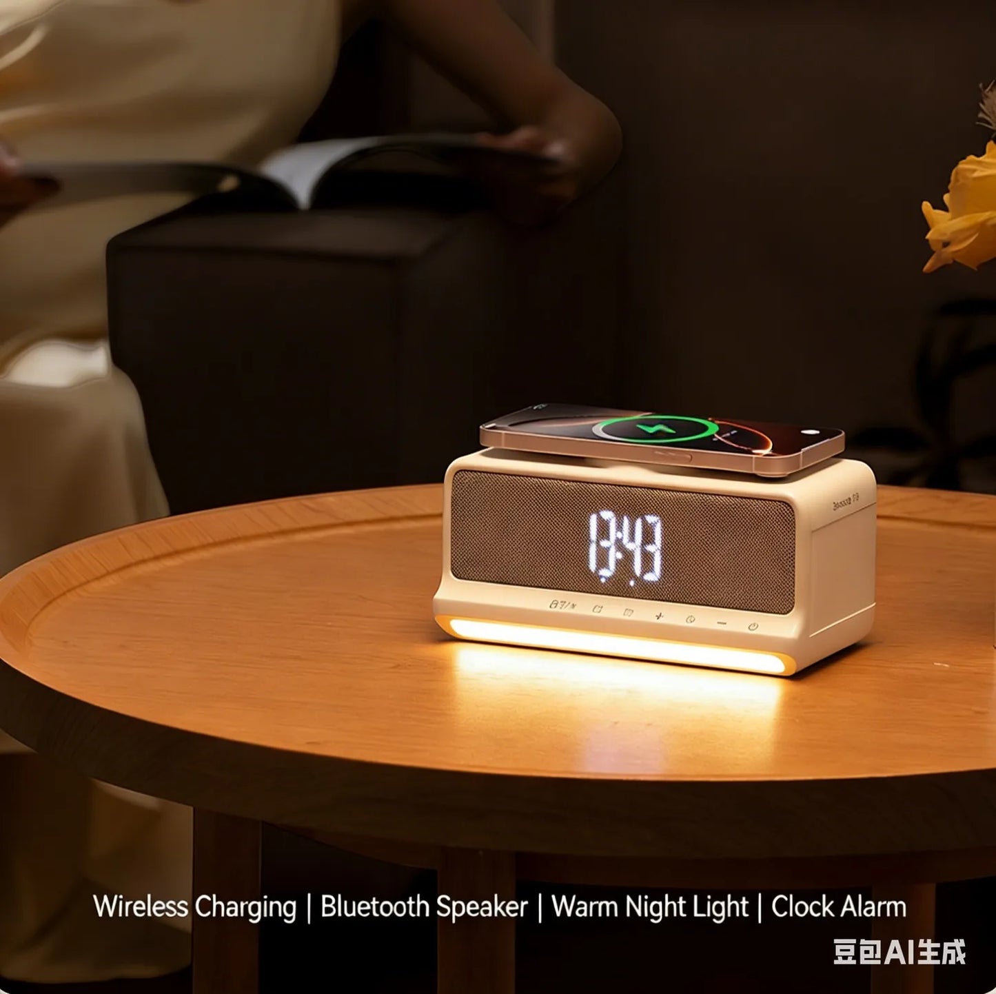 AuraSound Charge – LED Alarm Clock Speaker & Wireless Charger