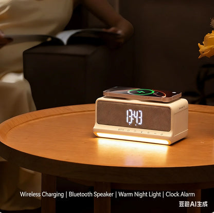 AuraSound Charge – LED Alarm Clock Speaker & Wireless Charger