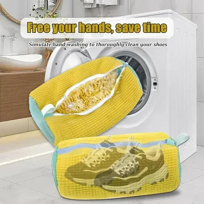 Shoe Washing & Drying Laundry Bag | Durable Nylon Polyester | Tear-Resistant Zipper | Hook Design | 39x19cm | Machine Washable Shoe Protector Bag - EditWell