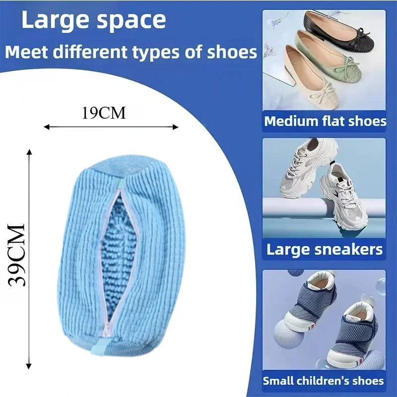 Shoe Washing & Drying Laundry Bag | Durable Nylon Polyester | Tear-Resistant Zipper | Hook Design | 39x19cm | Machine Washable Shoe Protector Bag - EditWell