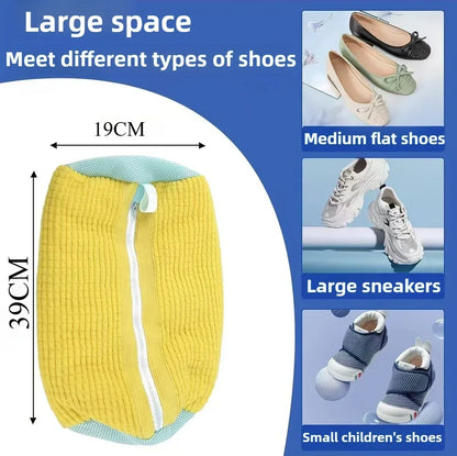 Shoe Washing & Drying Laundry Bag | Durable Nylon Polyester | Tear-Resistant Zipper | Hook Design | 39x19cm | Machine Washable Shoe Protector Bag - EditWell