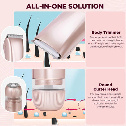 SilkGlide™ 2-in-1 Electric Shaver & Bikini Trimmer – Painless Hair Removal for Face, Legs & Underarms - EditWell