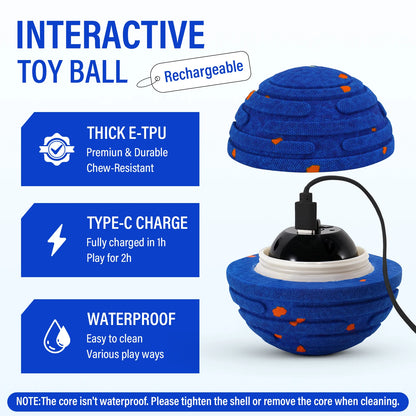 Smart Interactive Dog Toy, Indestructible E-TPU Toy Ball for Aggressive Chewers - EditWell