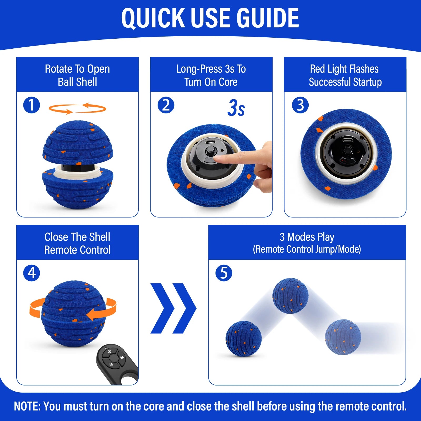 Smart Interactive Dog Toy, Indestructible E-TPU Toy Ball for Aggressive Chewers - EditWell