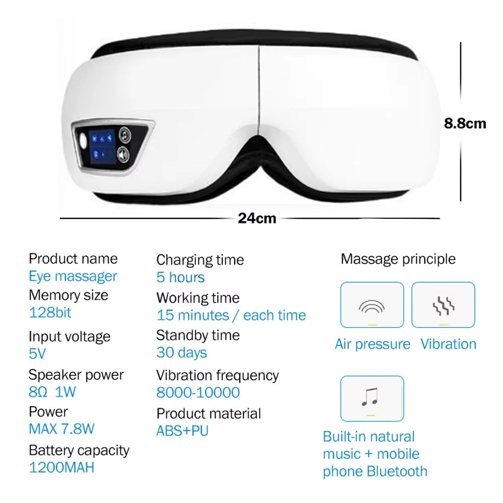 Smart Portable Vibration Eye Massager Airbag Compress Eye Care Tool Sleepping Mask - EditWell