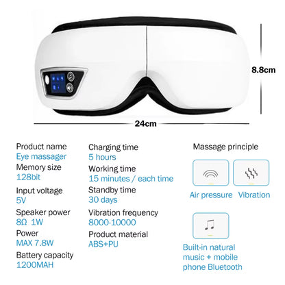 Smart Portable Vibration Eye Massager Airbag Compress Eye Care Tool Sleepping Mask - EditWell