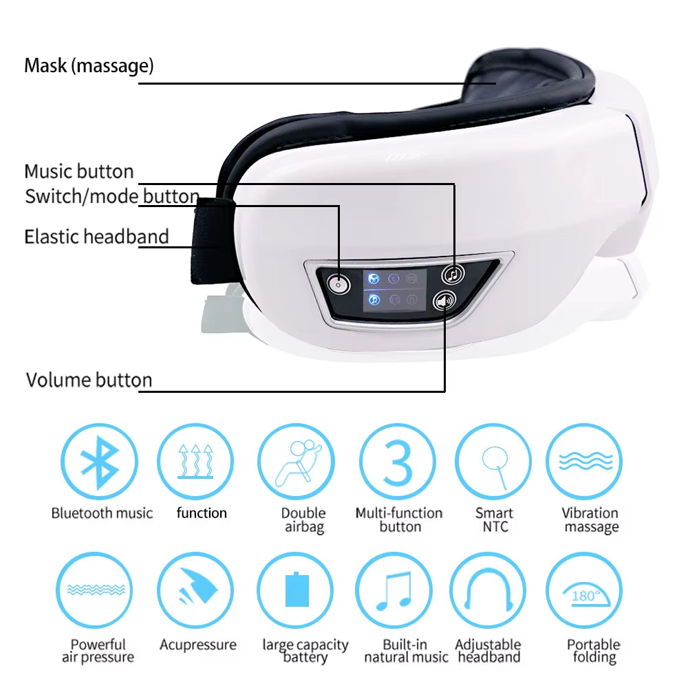 Smart Portable Vibration Eye Massager Airbag Compress Eye Care Tool Sleepping Mask - EditWell