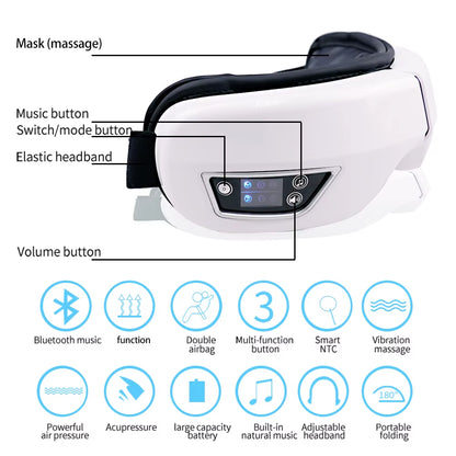 Smart Portable Vibration Eye Massager Airbag Compress Eye Care Tool Sleepping Mask - EditWell