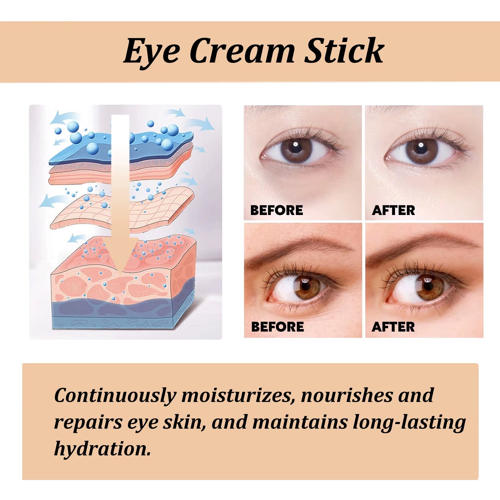 Snail Eye Cream Stick | Dark Circles Wrinkles Puffiness | Collagen - EditWell