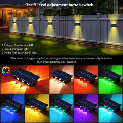Solar Wall Lamp Outdoor Warm Light Waterproof up and down Luminous - EditWell
