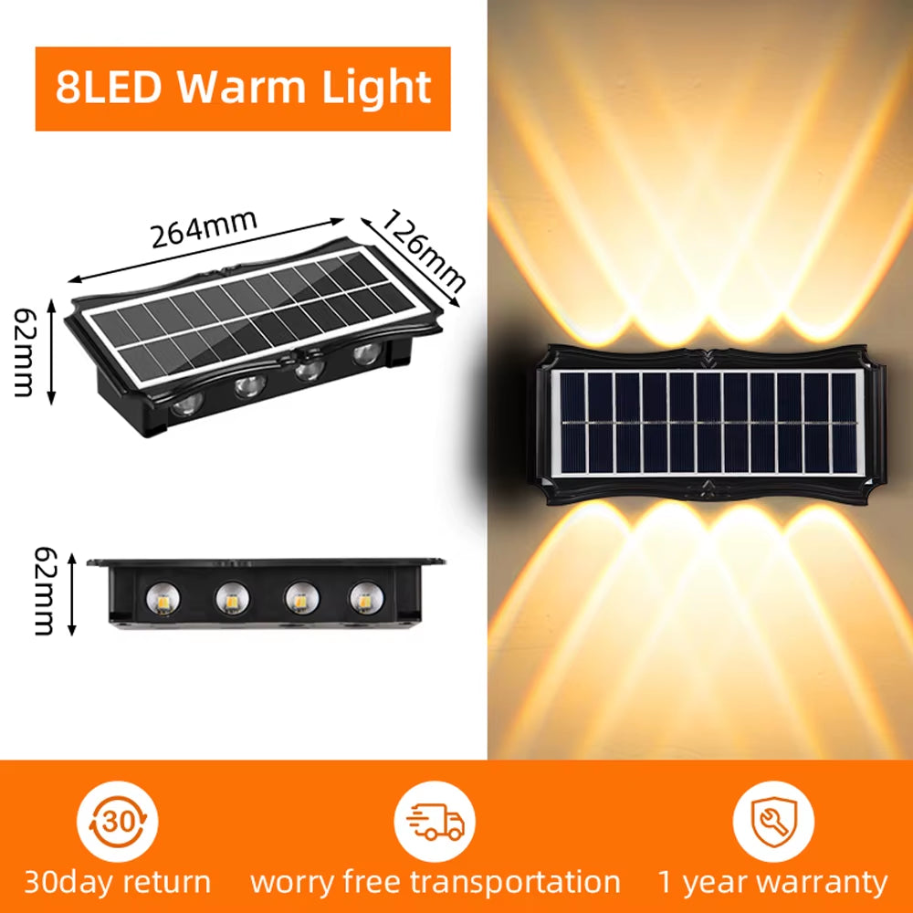 Solar Wall Lamp Outdoor Warm Light Waterproof up and down Luminous - EditWell