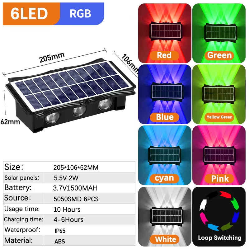 Solar Wall Lamp Outdoor Warm Light Waterproof up and down Luminous - EditWell
