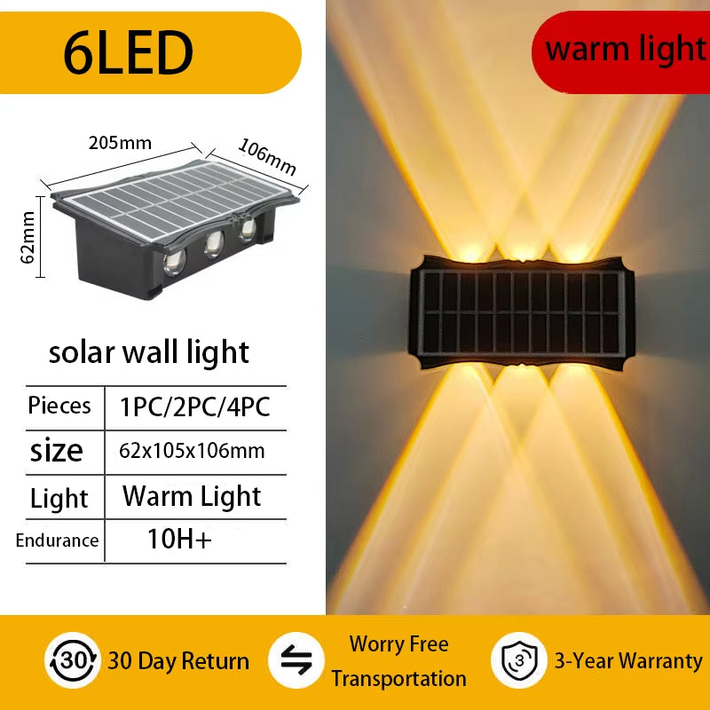 Solar Wall Lamp Outdoor Warm Light Waterproof up and down Luminous - EditWell