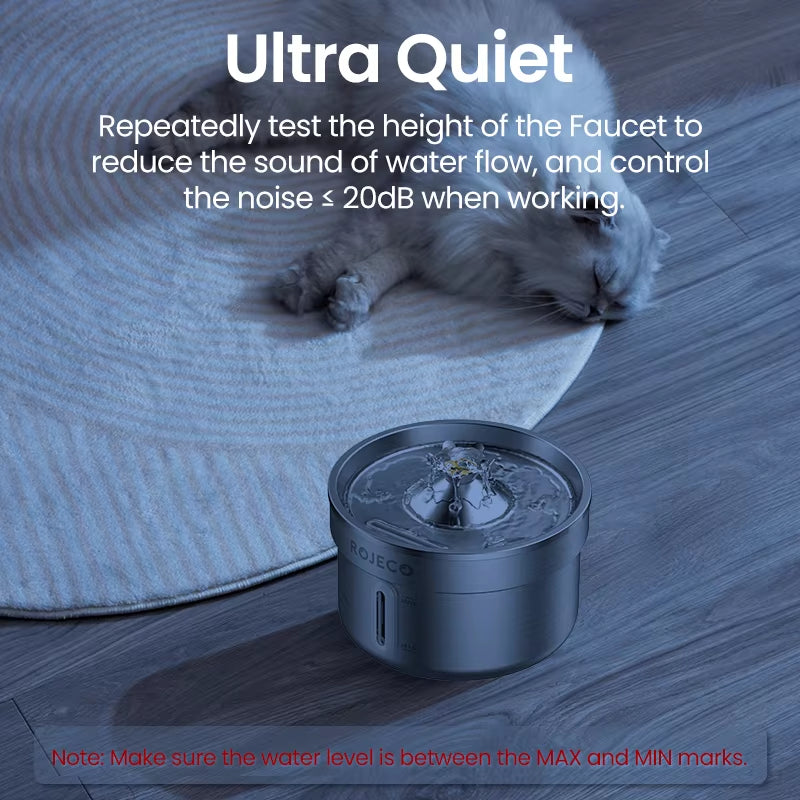 Stainless Steel Cat Water Fountain 2.2L | Triple Filter | Silent