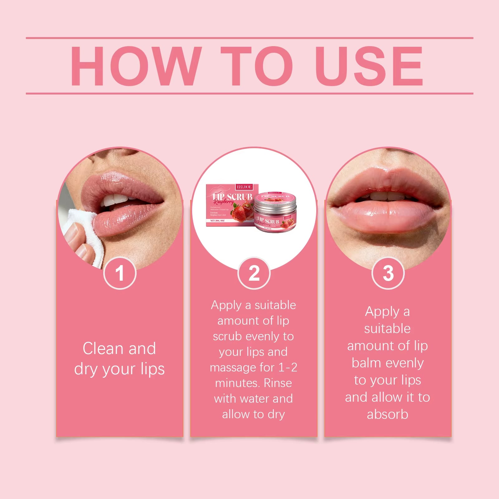 Strawberry Lip Scrub Exfoliating Preventing Drying Cracking Lip Care - EditWell