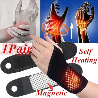Tourmaline Self-Heating Wrist Brace | Far Infrared Magnetic Therapy | Pain Relief | Improved Circulation | Arthritis Tendinitis Joint Support | 1 Pair - EditWell